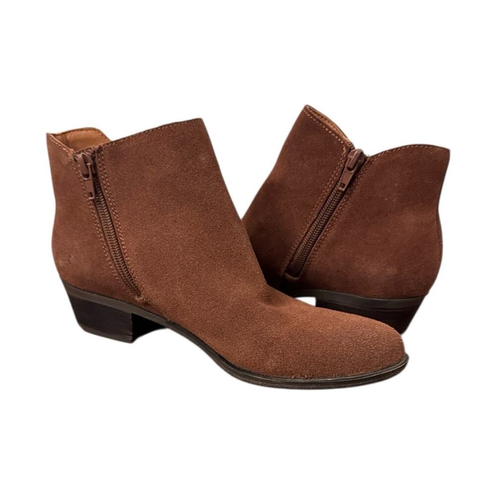 Lucky Brand Banterr Brown Suede Leather Boho Western Booties Size 7.5